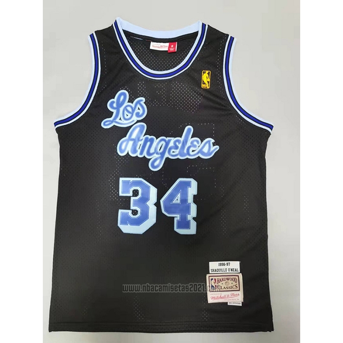 Camiseta Los Angeles Lakers Shaquille O'Neal #34 Mitchell & Ness 1996-97 Azul Negro
